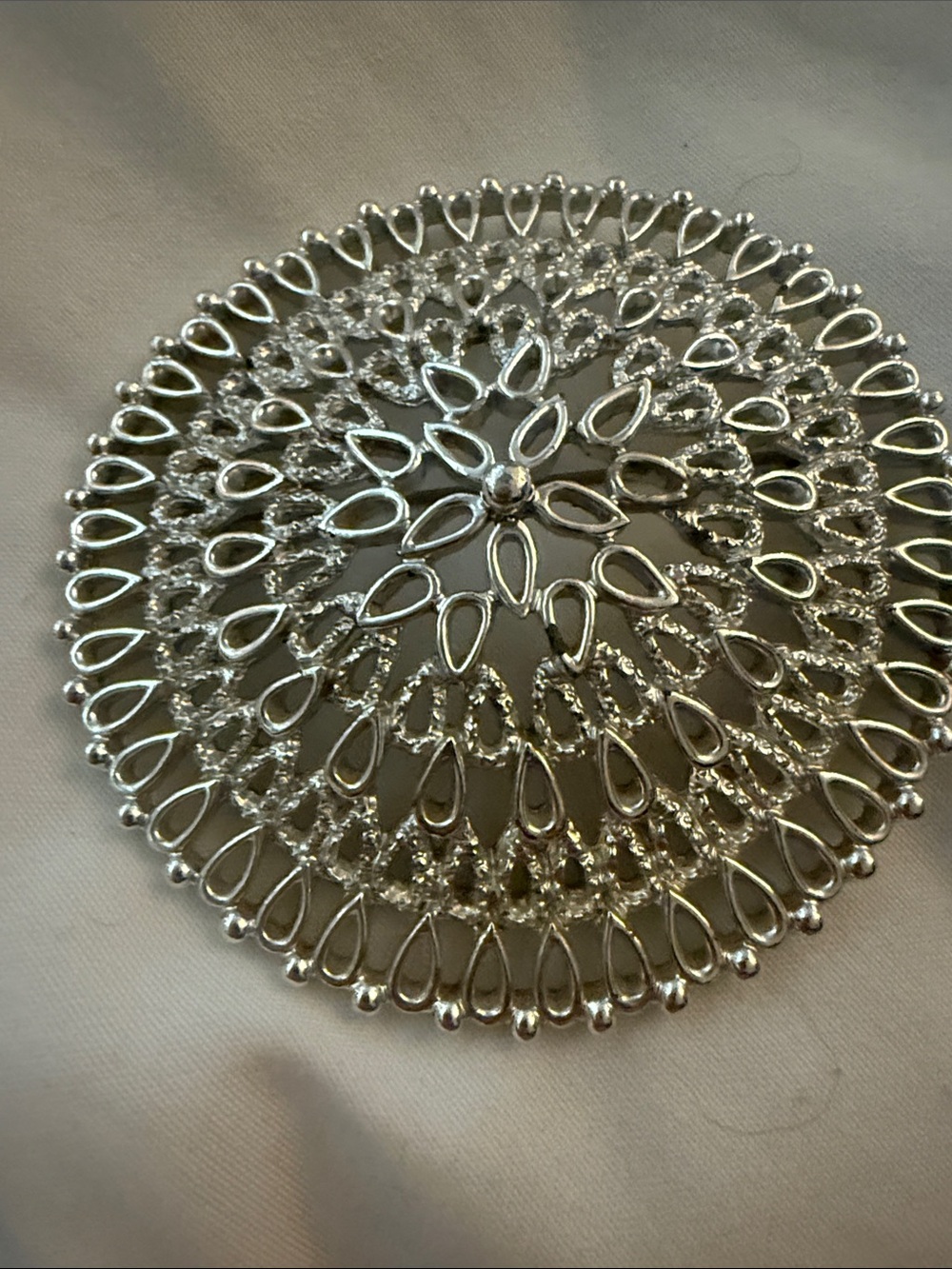 Sarah Coventry Silver-Tone Filigree Round Brooch